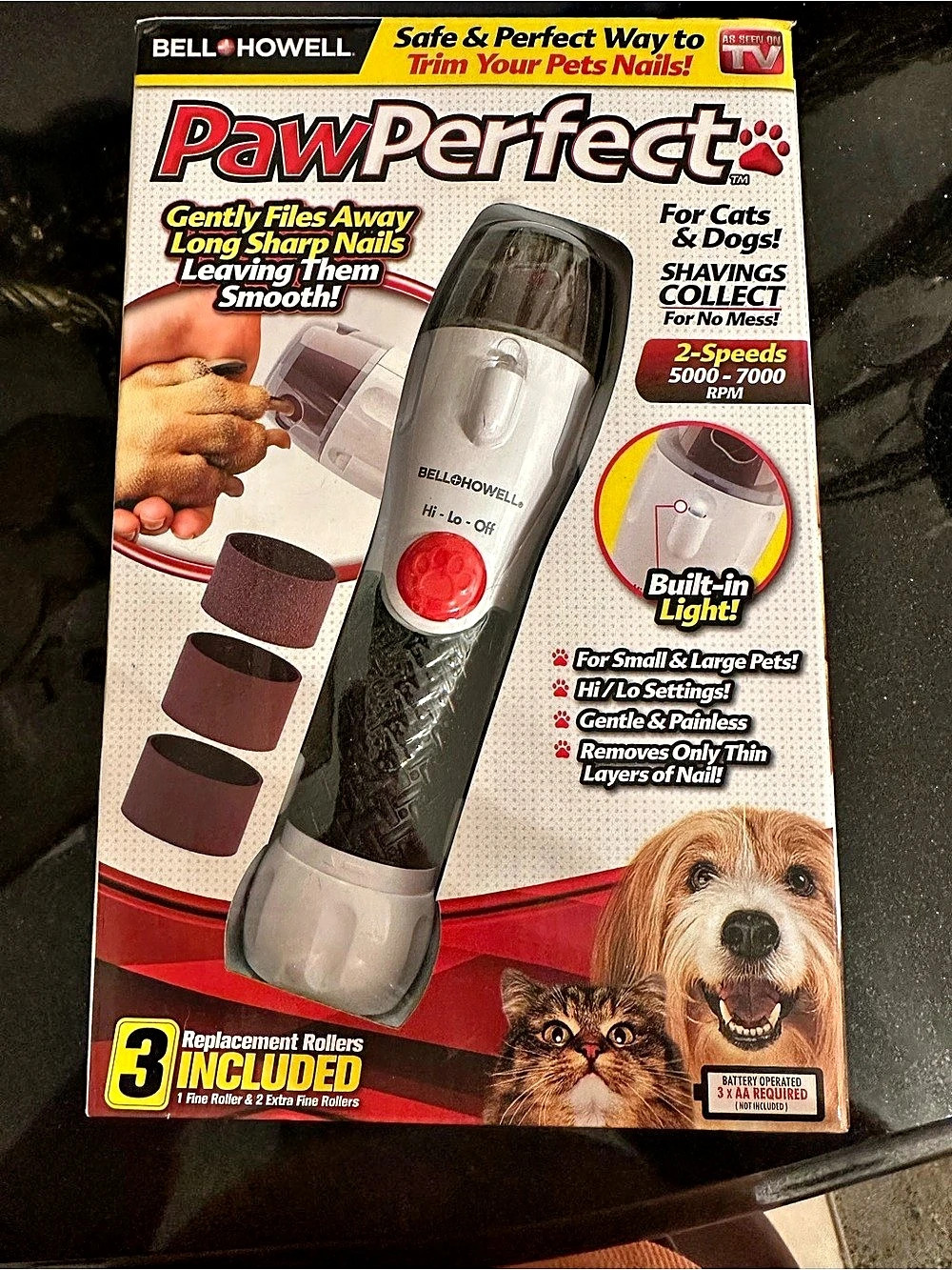 Bell + Howell PawPerfect Pet Nail Trimmer, Black & White
